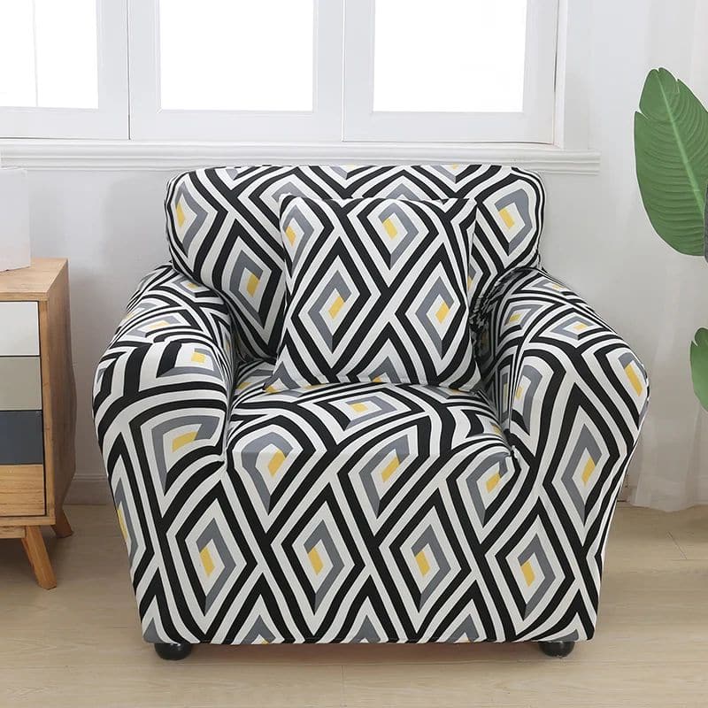 Housse de Fauteuil Extensible À Motif Losanges Housse de Fauteuil Extensible À Motif Losanges