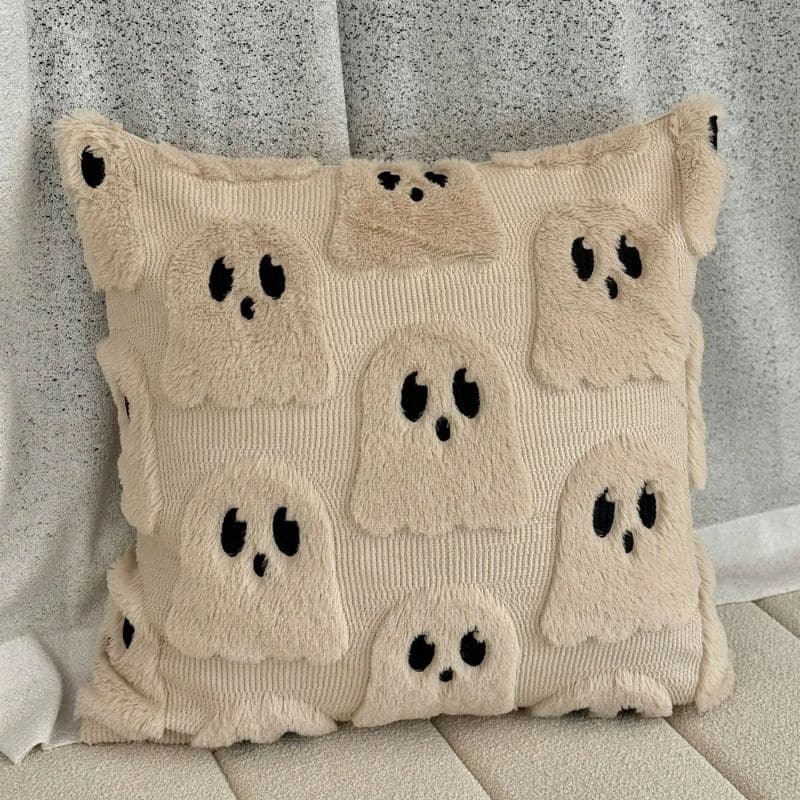 Housse de Coussin Beige À Motif de Fantôme Housse de Coussin Beige À Motif de Fantôme