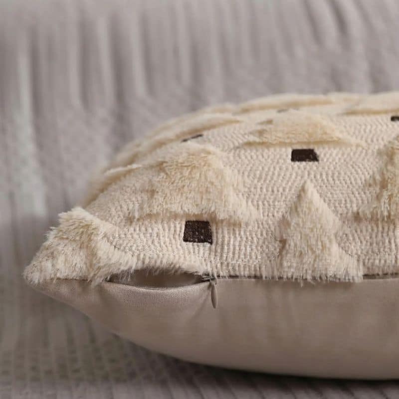 Housse de Coussin Beige À Motif de Sapin Housse de Coussin Beige À Motif de Sapin