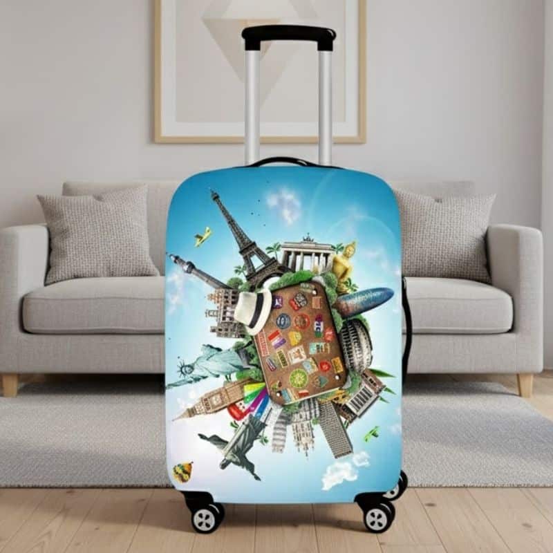 Housse de Valise Petite Taille Au Motif Monuments Housse de Valise Petite Taille Au Motif Monuments