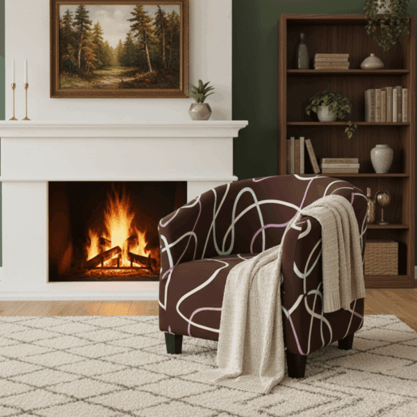 Housse de Fauteuil Club À Imprimé Abstrait Contemporain