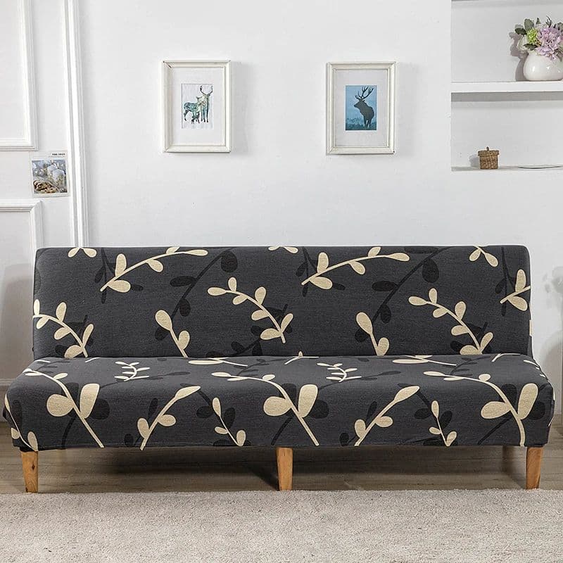 Housse De Canapé Clic-Clac Noire Taille Standard À Motif Floral Beige Housse De Canapé Clic-Clac Noire Taille Standard À Motif Floral Beige