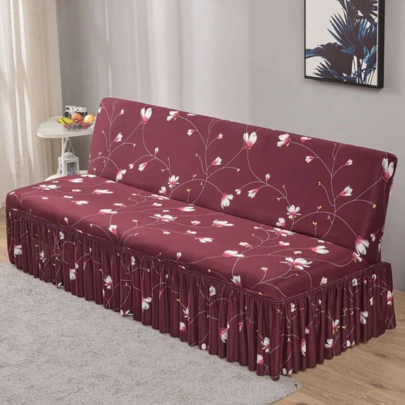 Housse De Canapé Convertible Et Déperlante À Volant Motif Fleuri Raffiné Housse De Canapé Convertible Et Déperlante À Volant Motif Fleuri Raffiné