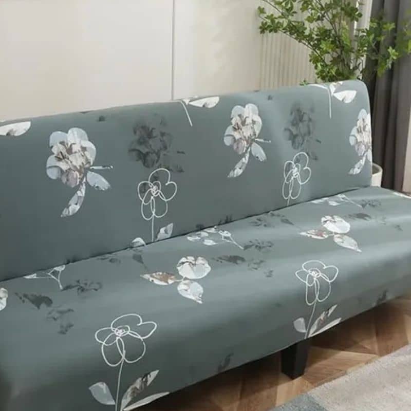 Housse De Canapé Convertible À Motif Floral Gris Housse De Canapé Convertible À Motif Floral Gris