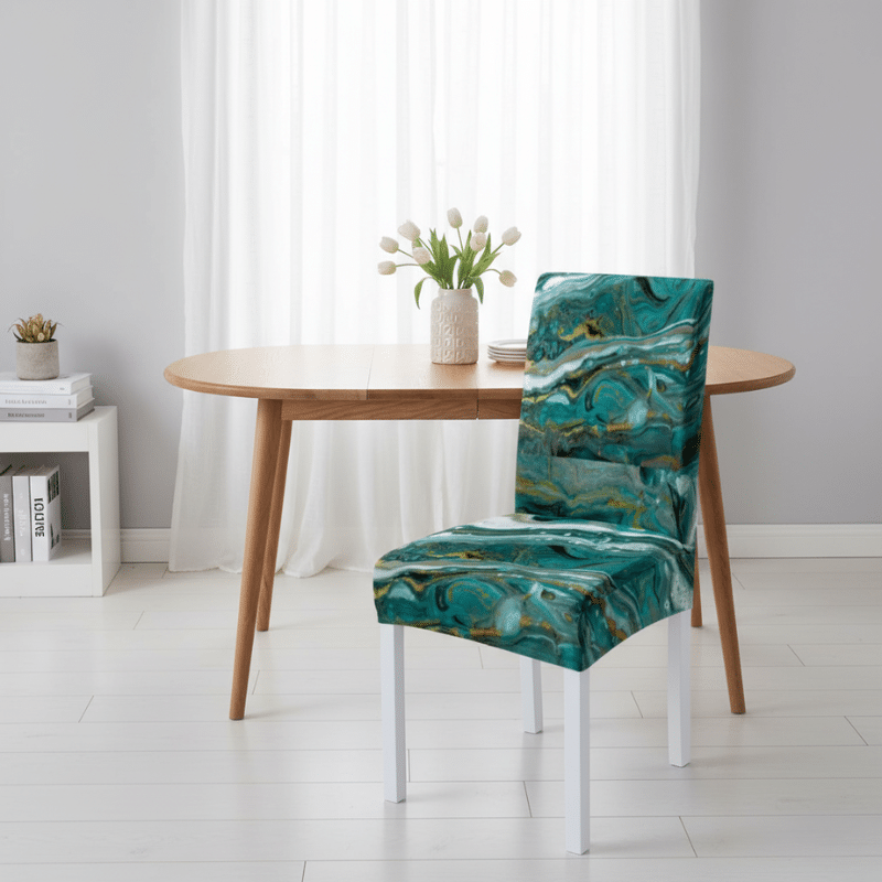 Housse De Chaise À Motif Marbré Vert Sophistiquée Housse De Chaise À Motif Marbré Vert Sophistiquée