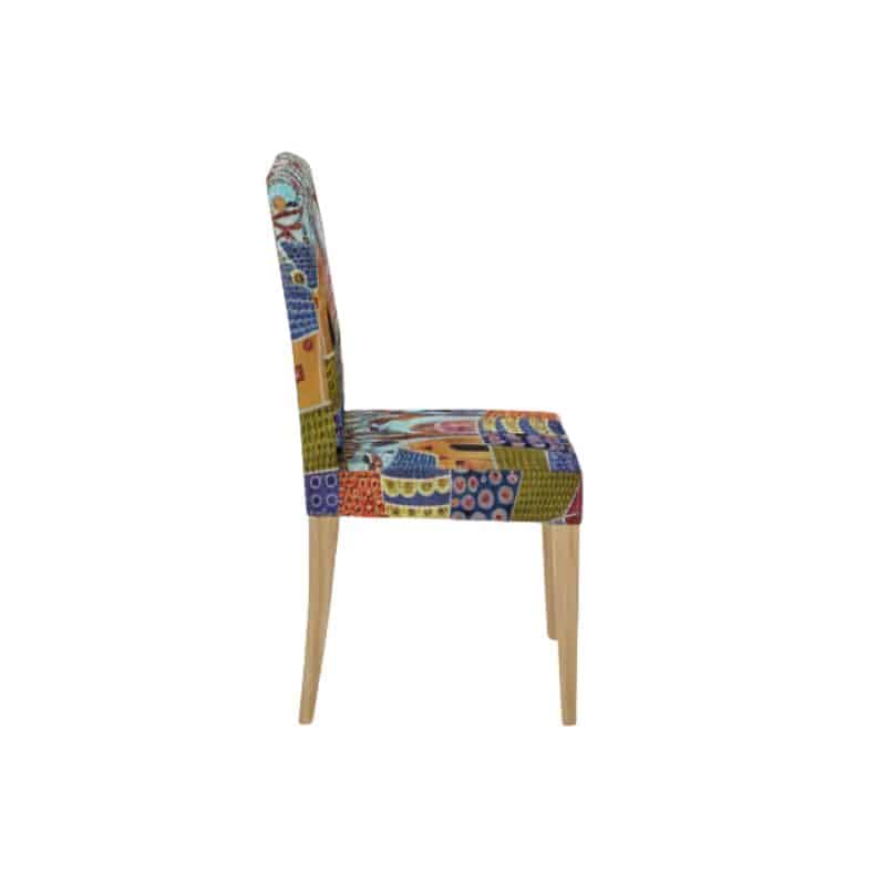 Housse De Chaise À Motif Village Coloré Et Arbres Stylisés Ambiance Bohème Housse De Chaise À Motif Village Coloré Et Arbres Stylisés Ambiance Bohème