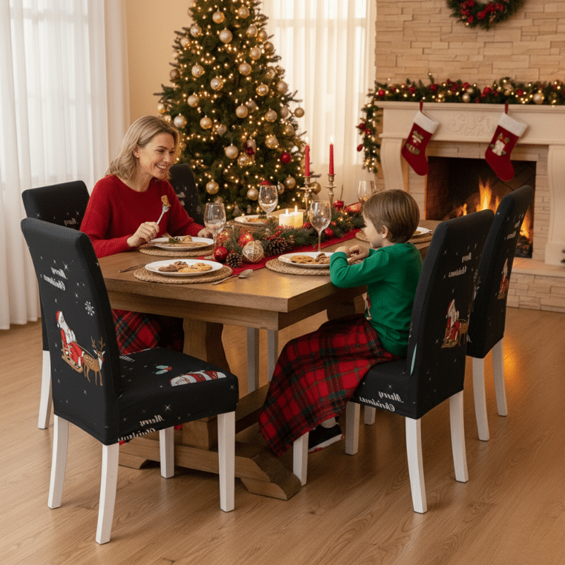 4-116 Housse De Chaise Évènementiel Pour Réception Thème Noël Nuit Étoilée