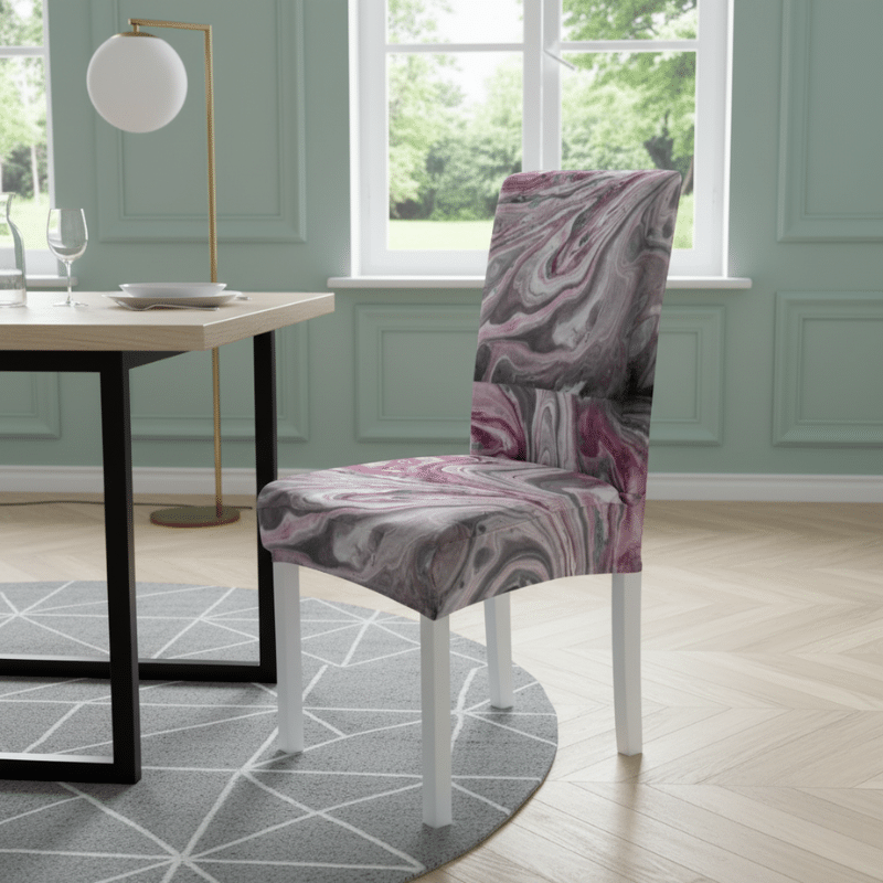 Housse De Chaise À Motif Marbré Rose Et Argent Extensible Housse De Chaise À Motif Marbré Rose Et Argent Extensible