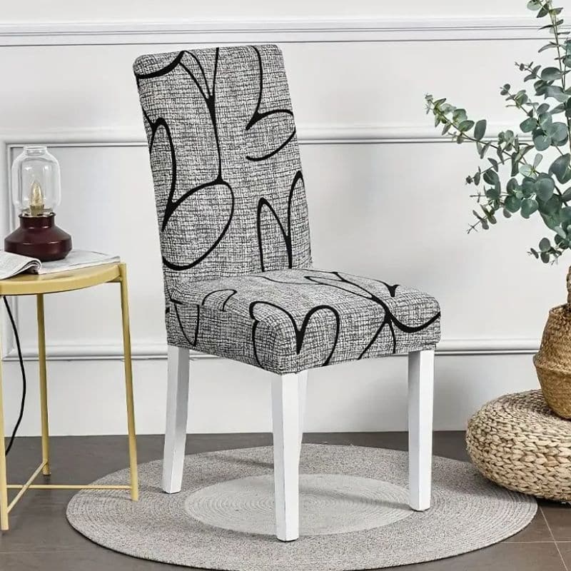 Housse De Chaise Extensible À Motif Abstrait Housse De Chaise Extensible À Motif Abstrait