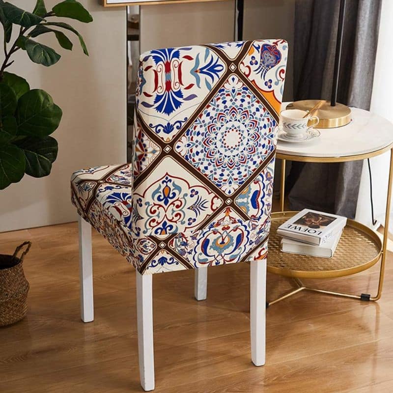 Housse De Chaise Extensible Style Mosaïque Colorée Traditionnelle Housse De Chaise Extensible Style Mosaïque Colorée Traditionnelle