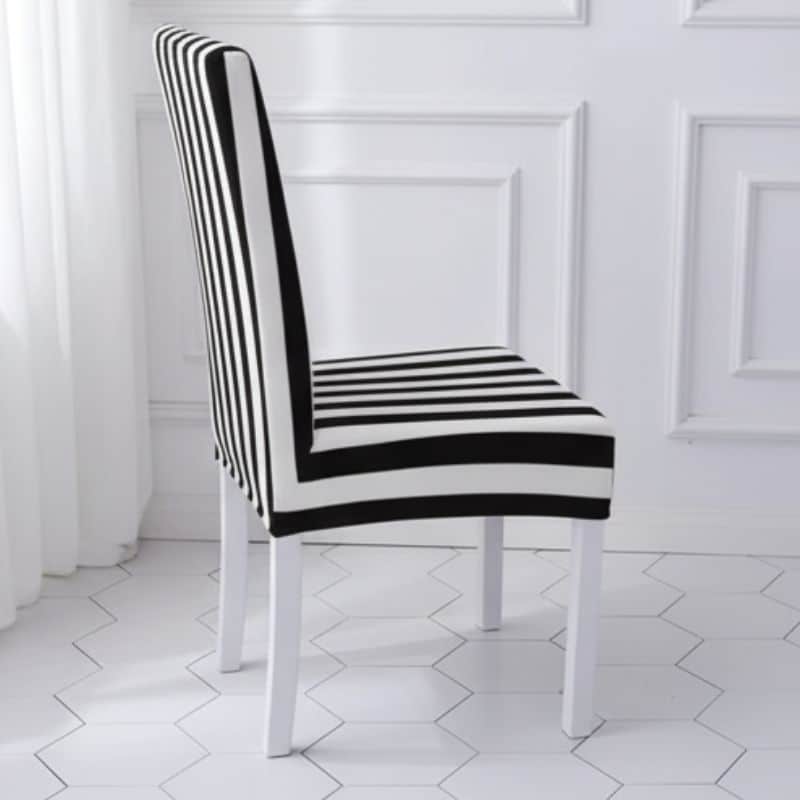Housse De Chaise À Motif Rayures Noires Et Blanches Housse De Chaise À Motif Rayures Noires Et Blanches