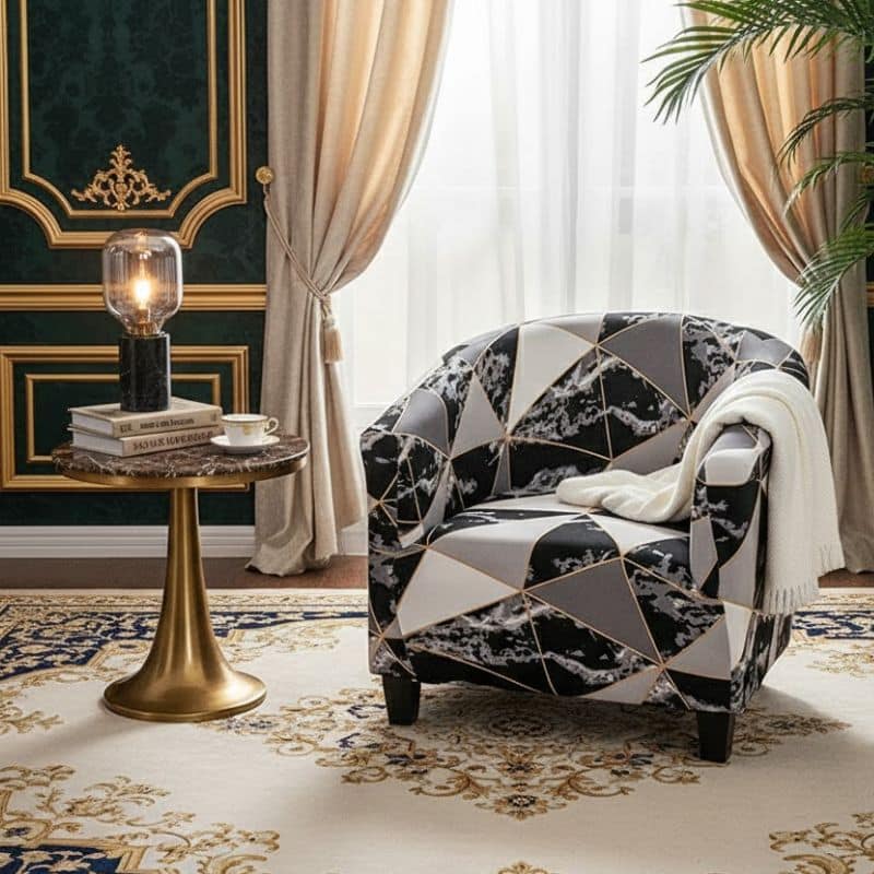 Housse de Fauteuil Club À Effet Marbré Chic Housse de Fauteuil Club À Effet Marbré Chic