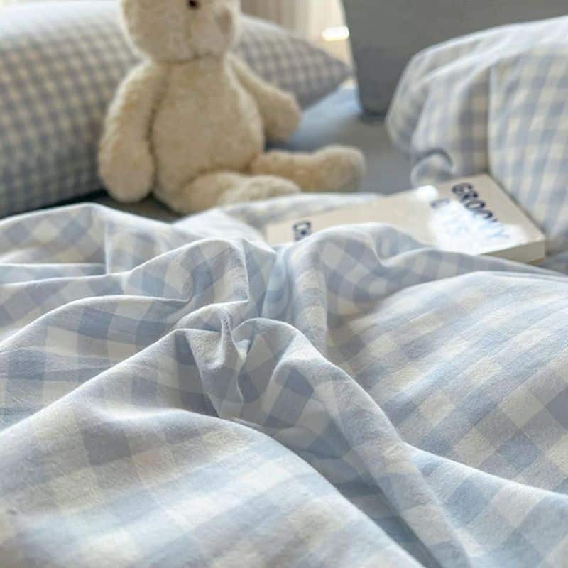 Housse de Couette Style Carreaux Bleu Housse de Couette Style Carreaux Bleu