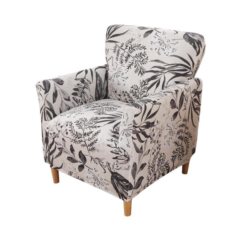 Housse De Fauteuil Bergère À Motif Feuillage Gris Housse De Fauteuil Bergère À Motif Feuillage Gris