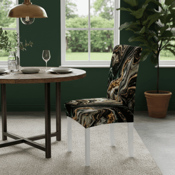 Housse De Chaise À Motif Marbré Confortable Et Sophistiquée