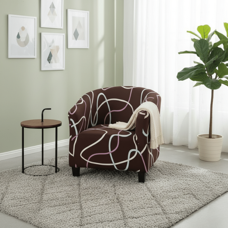 Housse de Fauteuil Club À Imprimé Abstrait Contemporain Housse de Fauteuil Club À Imprimé Abstrait Contemporain