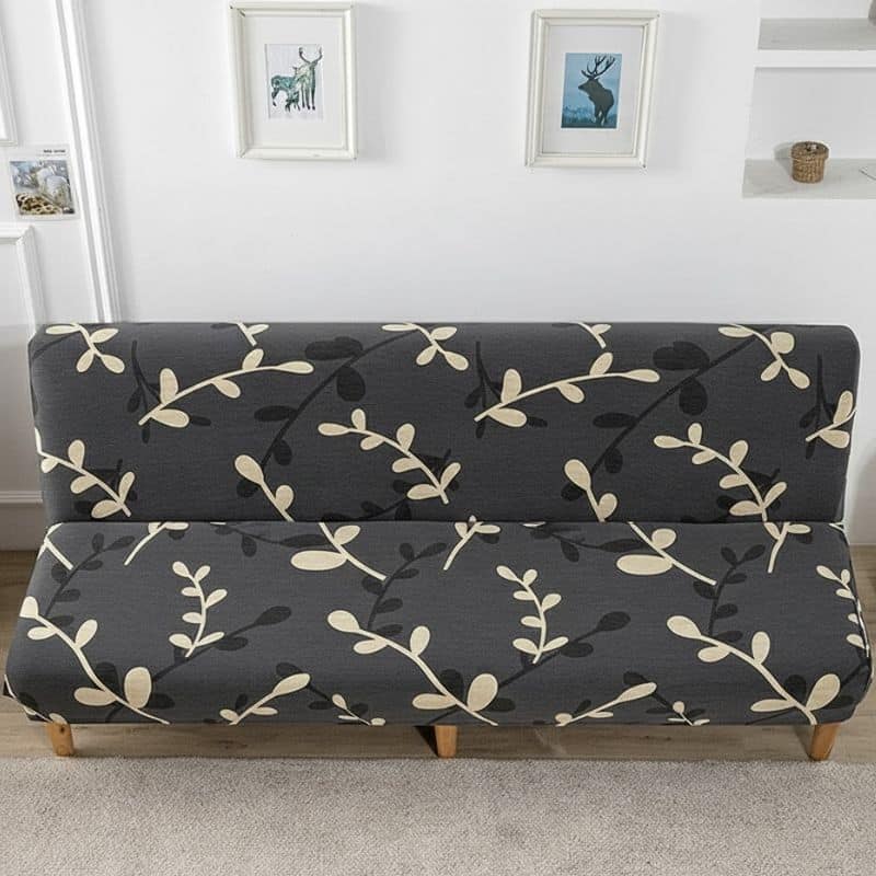 Housse De Canapé Clic-Clac Noire Taille Standard À Motif Floral Beige Housse De Canapé Clic-Clac Noire Taille Standard À Motif Floral Beige
