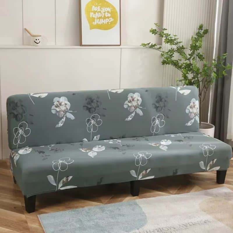 Housse De Canapé Convertible À Motif Floral Gris Housse De Canapé Convertible À Motif Floral Gris