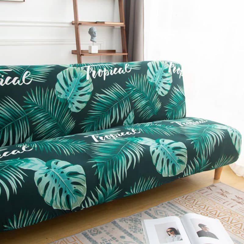 Housse De Canapé Convertible À Motif Tropical Vert Élégante Et Moderne Housse De Canapé Convertible À Motif Tropical Vert Élégante Et Moderne