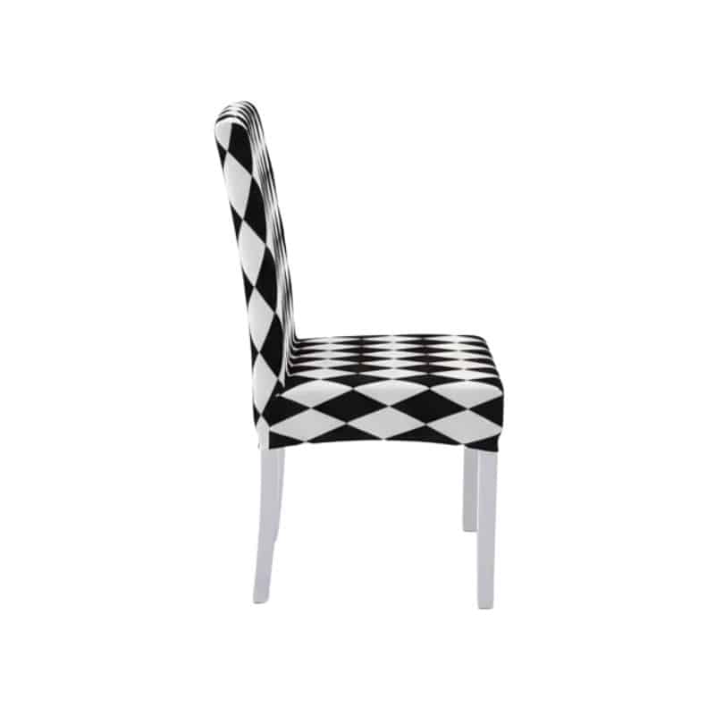 Housse De Chaise À Motif Losanges Noir Et Blanc Élégante Housse De Chaise À Motif Losanges Noir Et Blanc Élégante