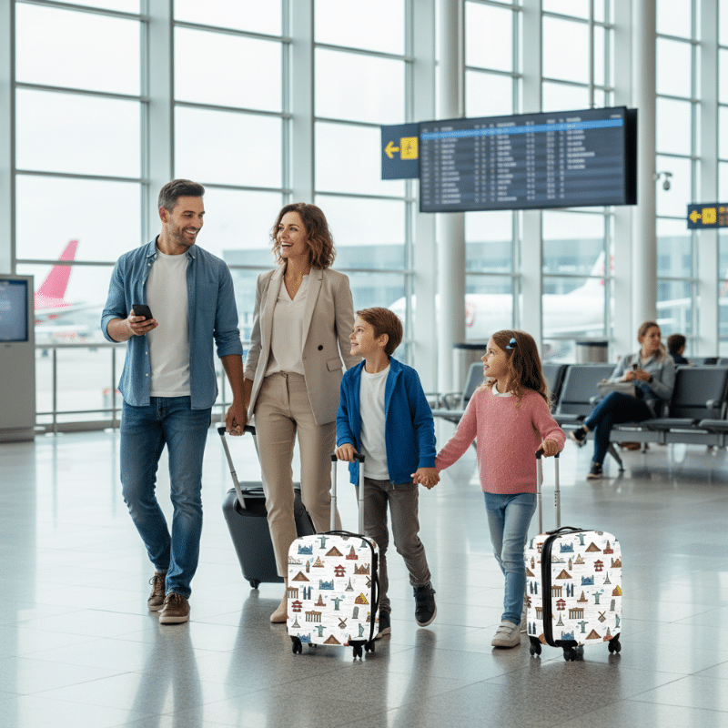 5-101 Housse de Valise Petite Taille aux Monuments Illustrés