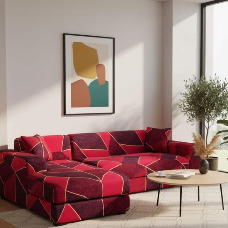 Housse de Canapé Angle Extensible À Motif Géométrique Moderne Housse de Canapé Angle Extensible À Motif Géométrique Moderne