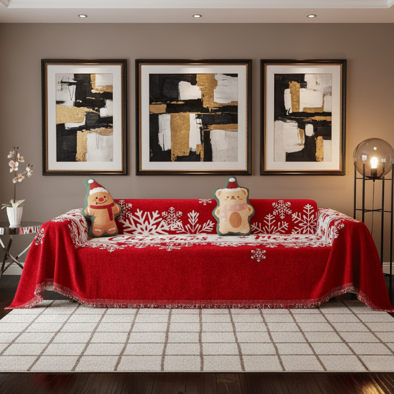 5-120 Protège-Canapé À Motifs de Rubans de Noël