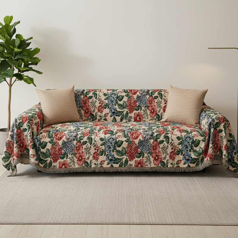 5-129 Jeté de Canapé À Motifs Floraux Colorés