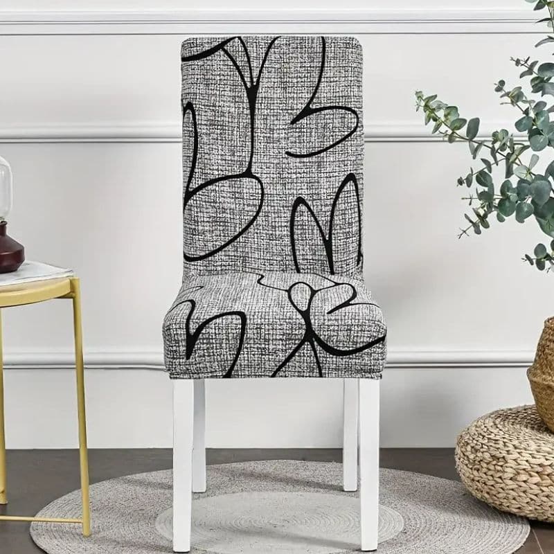 Housse De Chaise Extensible À Motif Abstrait Housse De Chaise Extensible À Motif Abstrait