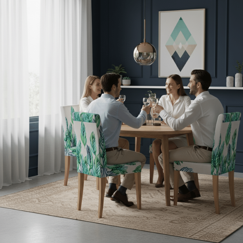 5-17 Housse De Chaise Évènementiel pour Anniversaire À Motif Feuille Contemporaine