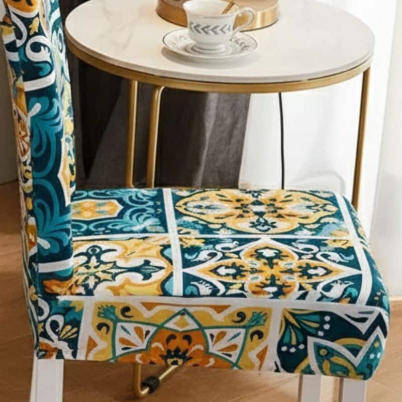 Housse De Chaise Extensible Style Méditerranéen Colorée Housse De Chaise Extensible Style Méditerranéen Colorée