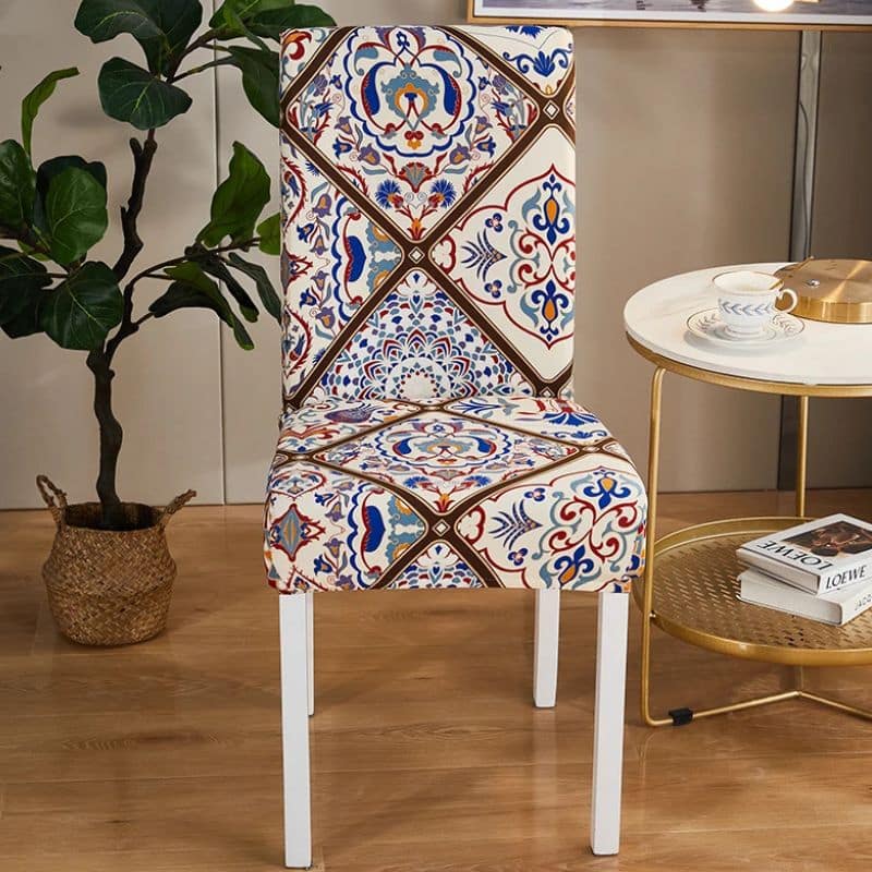 Housse De Chaise Extensible Style Mosaïque Colorée Traditionnelle Housse De Chaise Extensible Style Mosaïque Colorée Traditionnelle