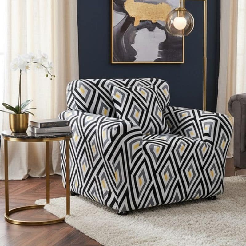 Housse de Fauteuil Extensible À Motif Losanges Housse de Fauteuil Extensible À Motif Losanges