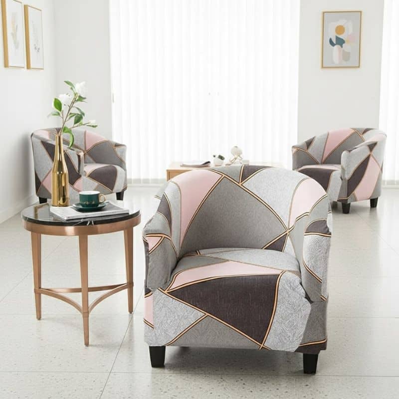 Housse de Fauteuil Club À Motif Géométrique Élégant Housse de Fauteuil Club À Motif Géométrique Élégant