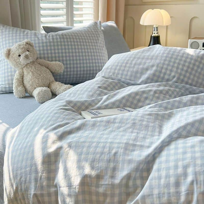 Housse de Couette Style Carreaux Bleu Housse de Couette Style Carreaux Bleu