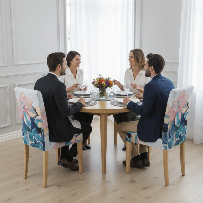 5-34 Housse De Chaise Évènementiel pour Anniversaire À Motif Fleur Artistique