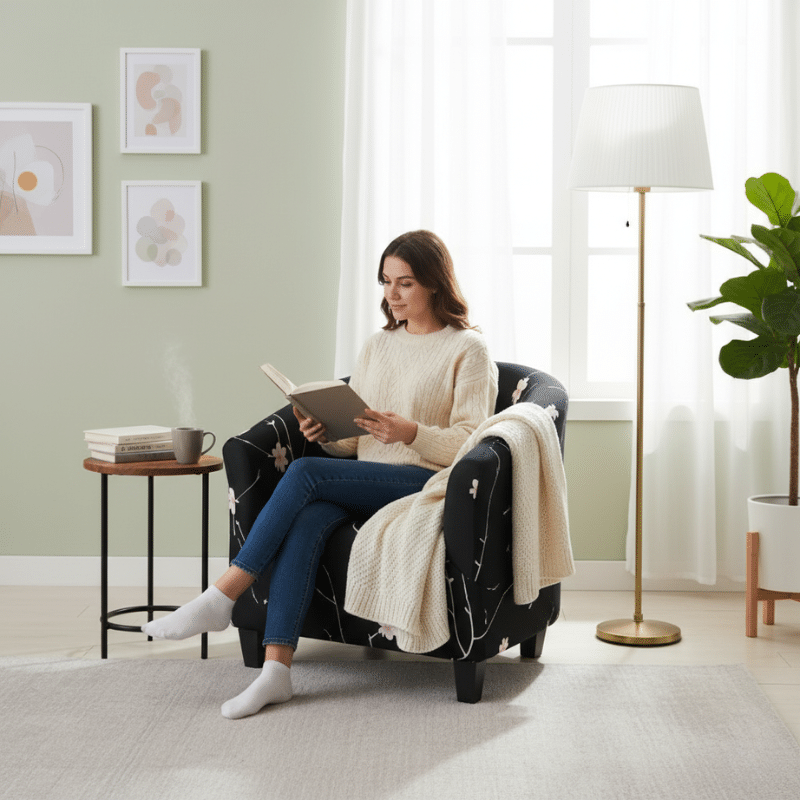 5-39 Housse de Fauteuil Club Style Floral Élégant