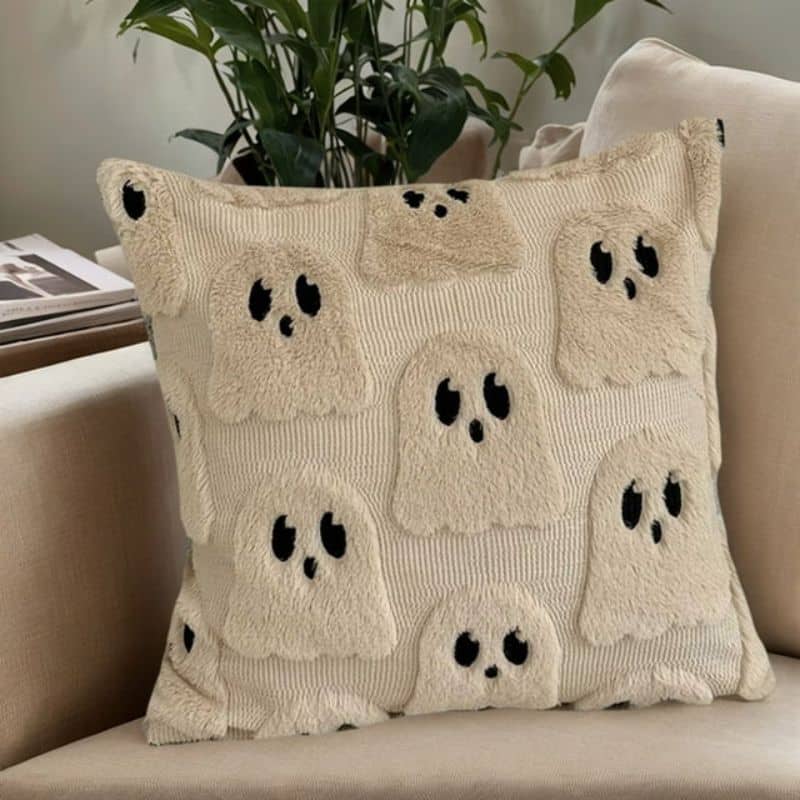Housse de Coussin Beige À Motif de Fantôme Housse de Coussin Beige À Motif de Fantôme