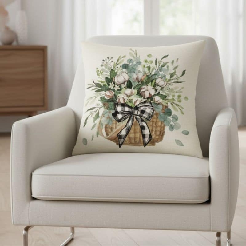Housse de Coussin À Motif Bouquet Fleuri Housse de Coussin À Motif Bouquet Fleuri