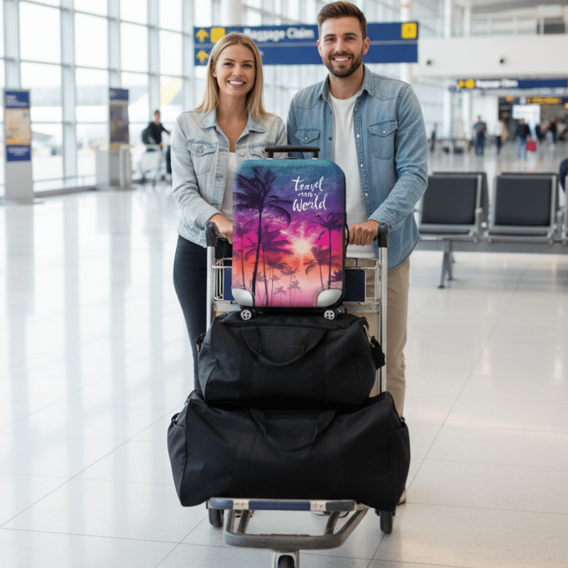 5-83 Housse de Valise Design Coucher de Soleil Tropical