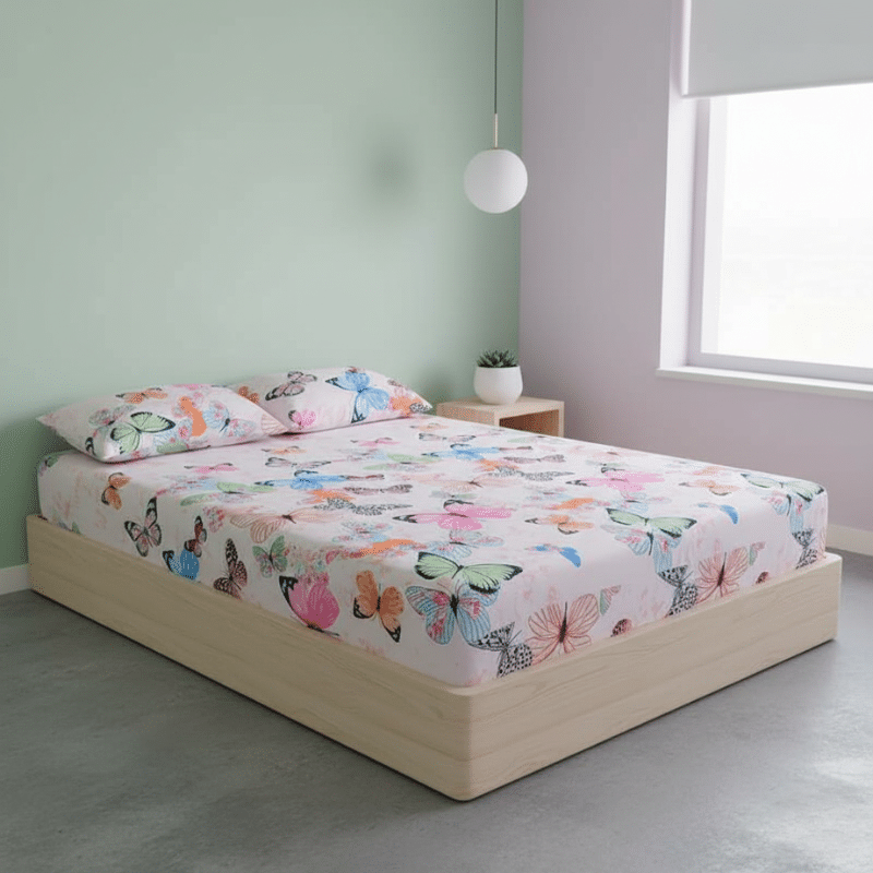 5-85 Drap-housse Style Papillon Pastel