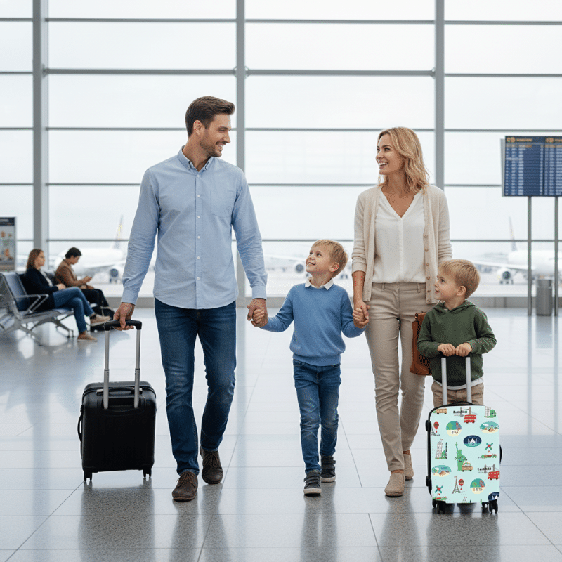 5-99 Housse de Valise Petite Taille Style Aventure Internationale