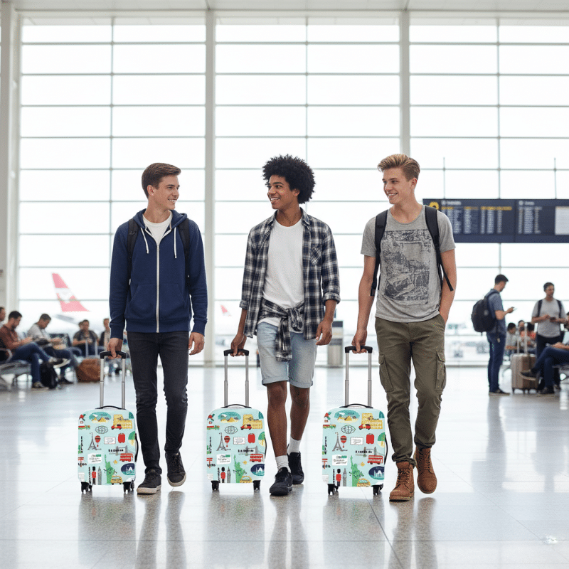 6-101 Housse de Valise Petite Taille Style Aventure Internationale
