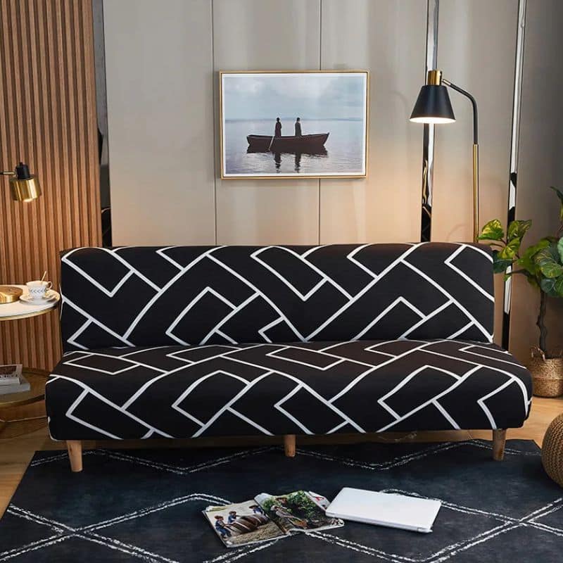 6-103 Housse De Canapé Convertible Et Extensible En Tissu Stretch Résistant