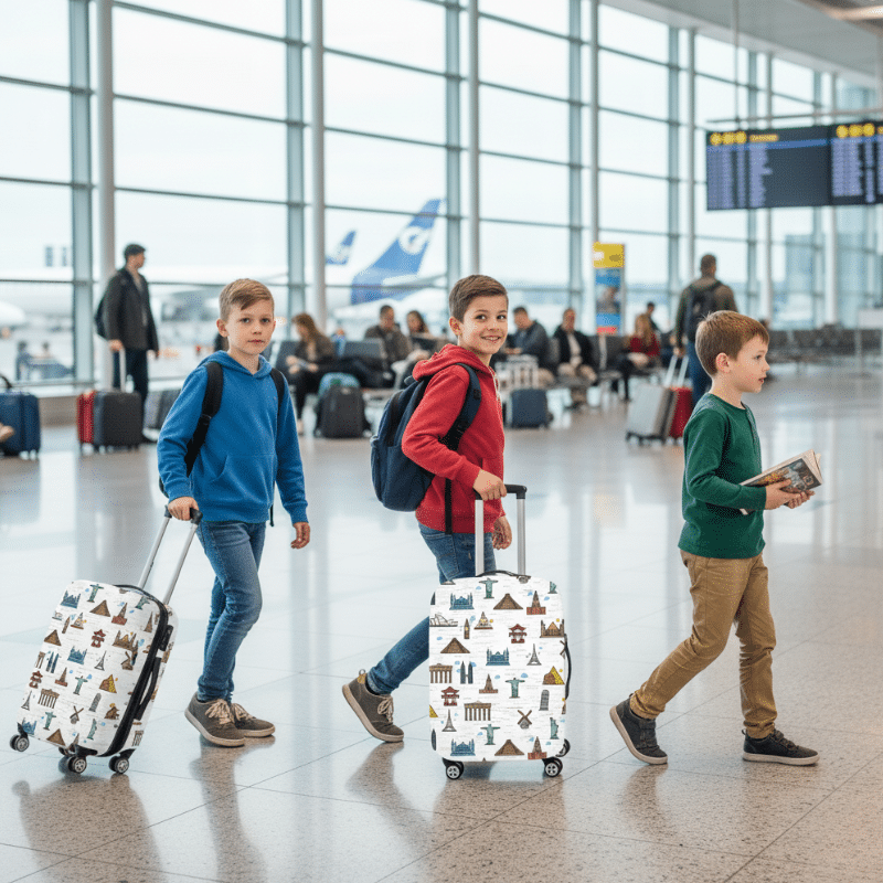 6-103 Housse de Valise Petite Taille aux Monuments Illustrés