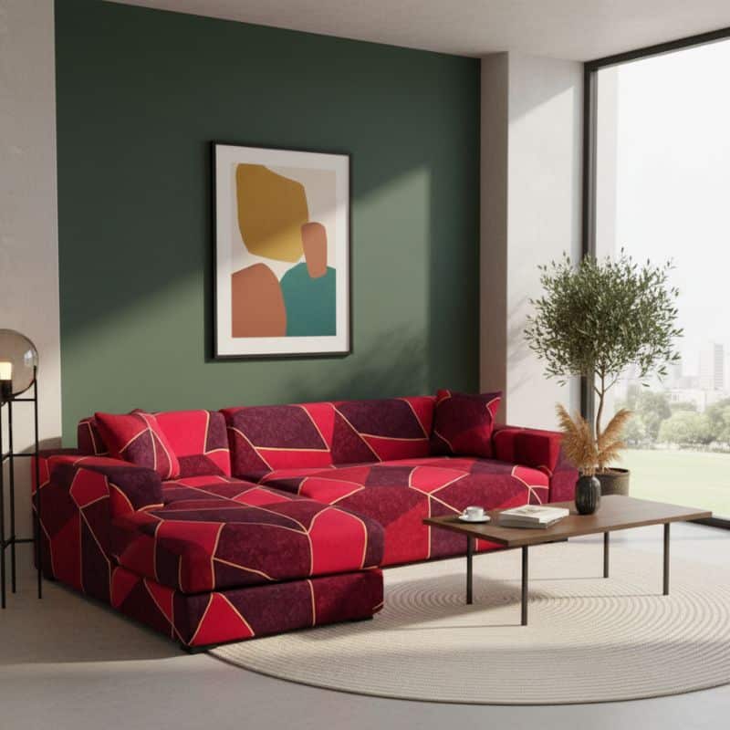 Housse de Canapé Angle Extensible À Motif Géométrique Moderne Housse de Canapé Angle Extensible À Motif Géométrique Moderne