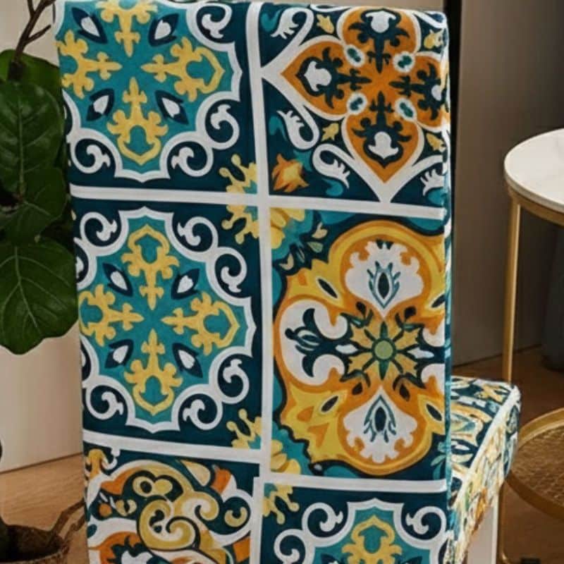 Housse De Chaise Extensible Style Méditerranéen Colorée Housse De Chaise Extensible Style Méditerranéen Colorée