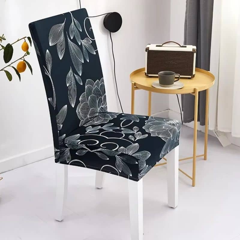 Housse De Chaise Extensible Style Floral Noir Et Blanc Housse De Chaise Extensible Style Floral Noir Et Blanc