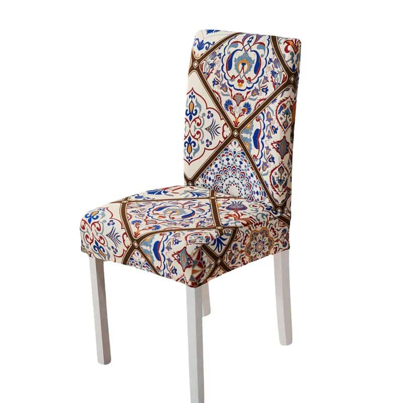 Housse De Chaise Extensible Style Mosaïque Colorée Traditionnelle Housse De Chaise Extensible Style Mosaïque Colorée Traditionnelle