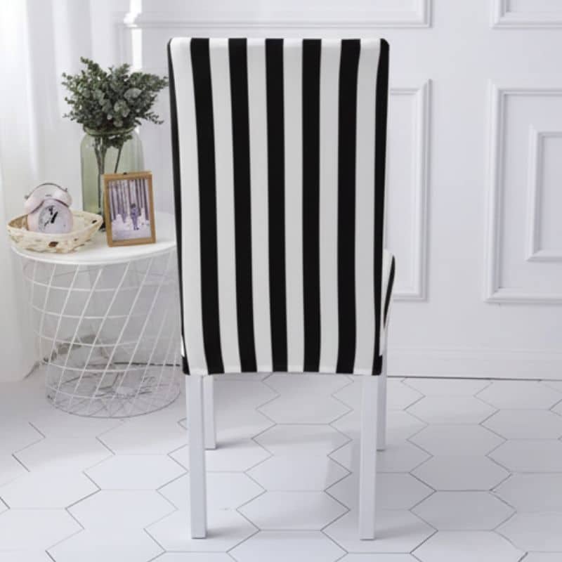 Housse De Chaise À Motif Rayures Noires Et Blanches Housse De Chaise À Motif Rayures Noires Et Blanches